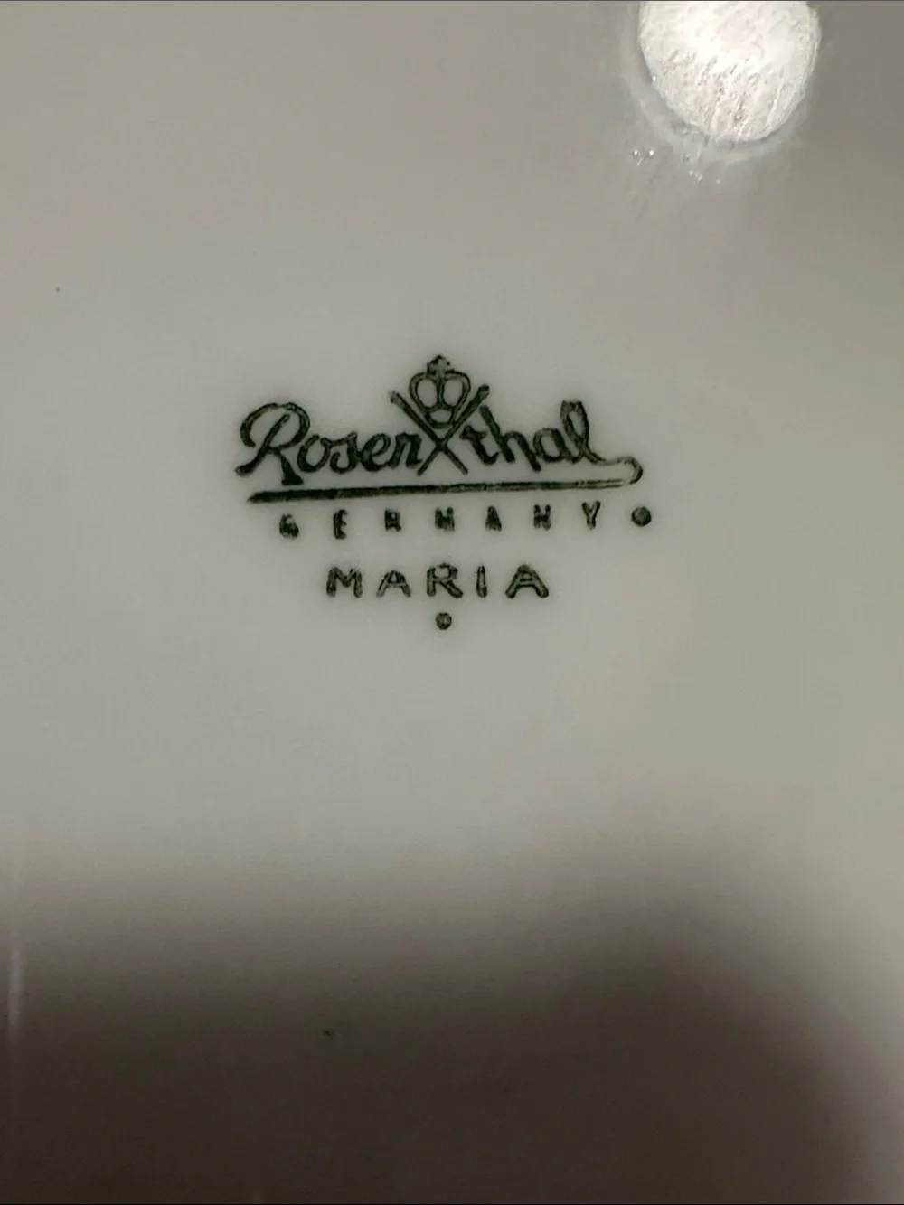 Rosenthal White Octagonal Porcelain Bowl with Green Floral Motif